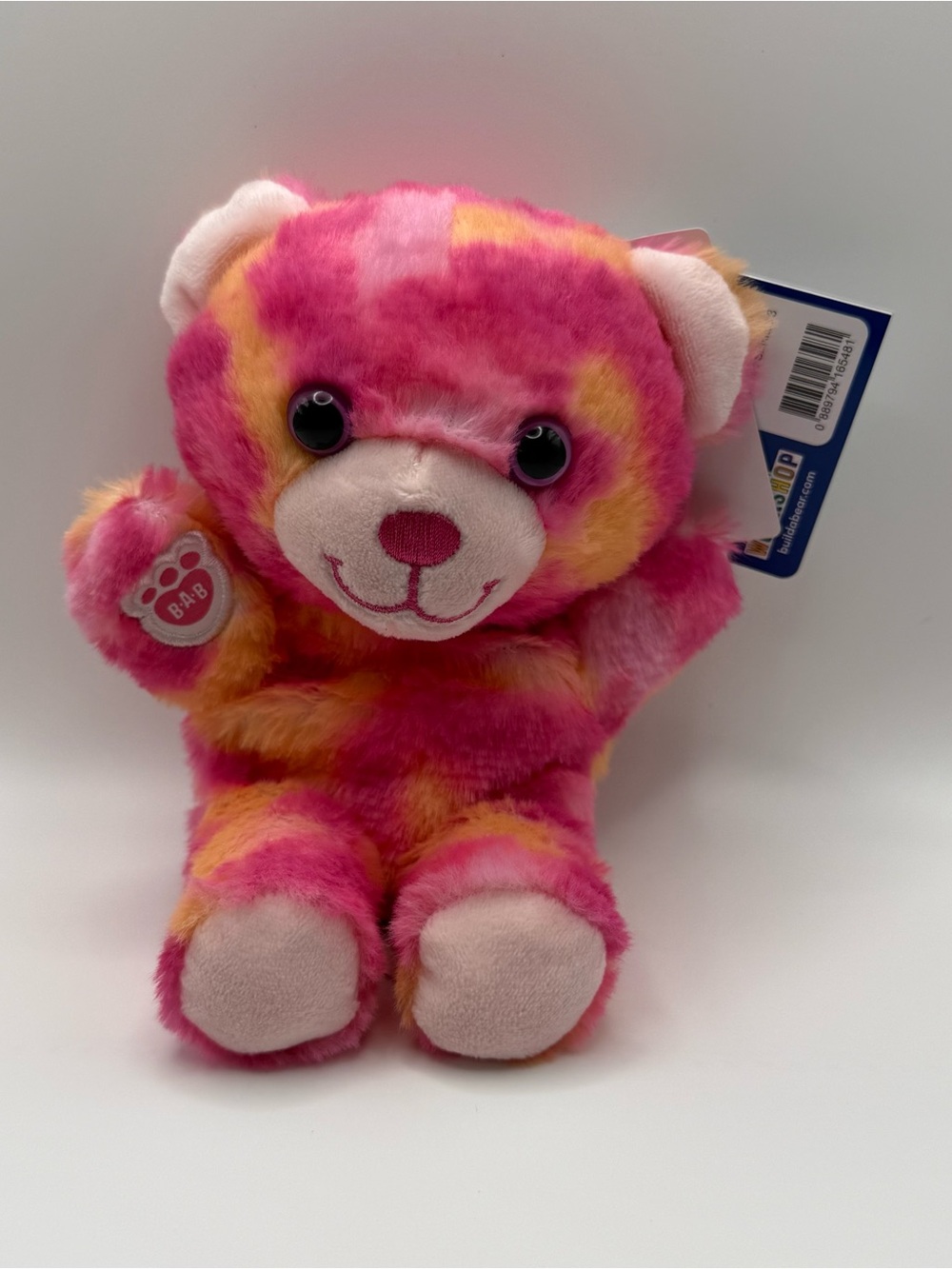 Builds-Bear Workshop Mini Beans 7” Coral Tie Dye Bear Plush NWT (BAB-02)